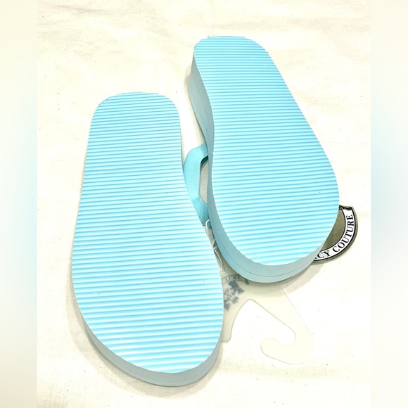 RARE NWT JUICY COUTURE Vintage Baby Blue Platform Wedge Foam Daisy Thong Sandal - Picture 5 of 5